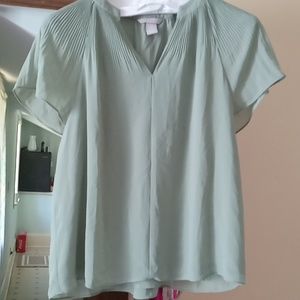 Olive color, layered sheer polyester blouse, medium from H&M